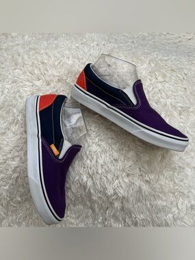 Y2K Vans Colorblock Slip-On Sneakers Purple Navy Orange Women’s 7